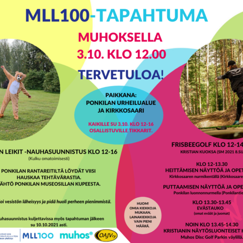 MLL100-tapahtuma Ponkilan urheilualueella ja Kirkkosaaressa