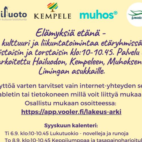 Elämyksiä etänä – kulttuuri- ja liikuntatoimintaa etäryhmissä