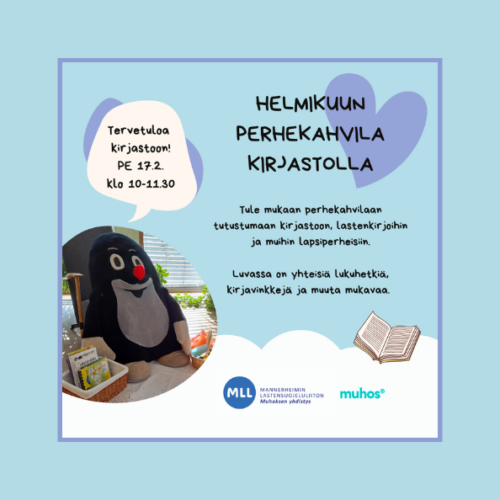 Perhekahvilan kirjastovierailu Muhoksen kirjastossa