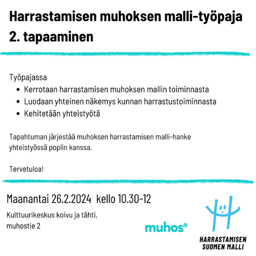 Harrastamisen Muhoksen malli -työpaja 2. tapaaminen