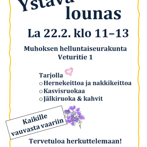 Ystävälounas 22.2.2025 klo 11 – 13