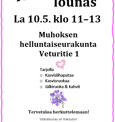 Ystävälounas 10.5.2025 klo 11-13