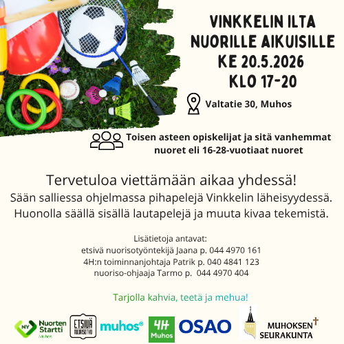 Nuorten aikuisten ilta Vinkkelissä
