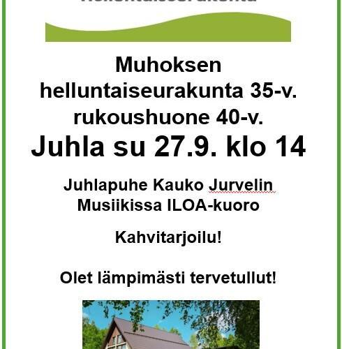 Muhoksen helluntaiseurakunta 35-v. ja rukoushuone 40-v. juhla su 27.9.2026 klo 14